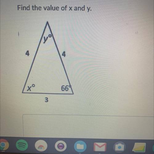 Find the value of x and y to the triangle. Need ASAP