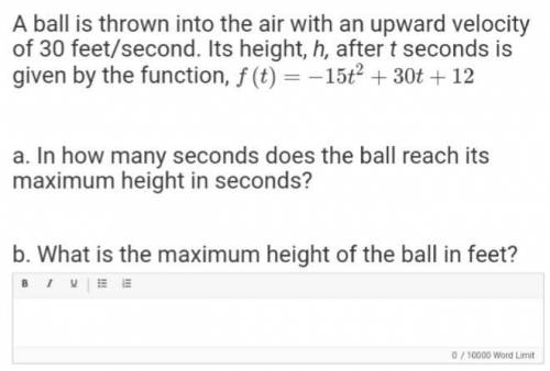 1.) The height, h(t), in feet, of the ball above the ground t seconds after being thrown can be det