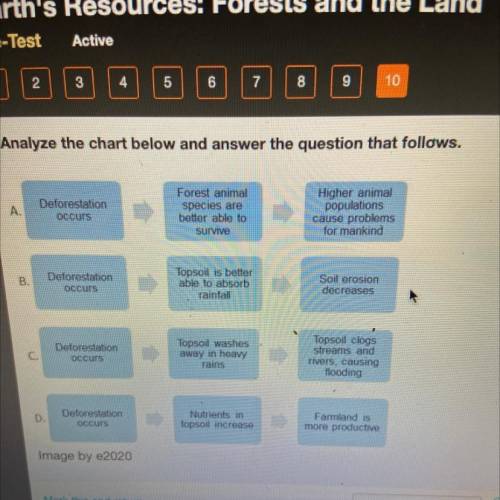 In the chart above, which of the sequences describes a negative consequence of deforestation?

A.
