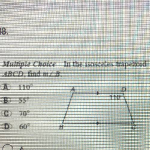 In the isosceles trapezoid ABCD, find m