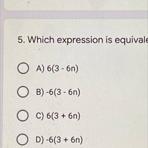 Which expression is equivalent to (-18) - 36n?