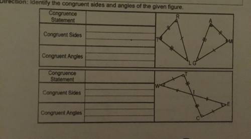 Identify the congruent sides and angles of the given figure