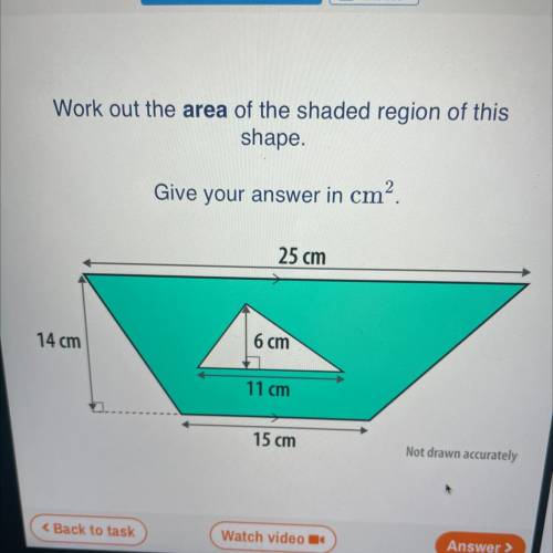 Work out the area of the shaded region of this shape