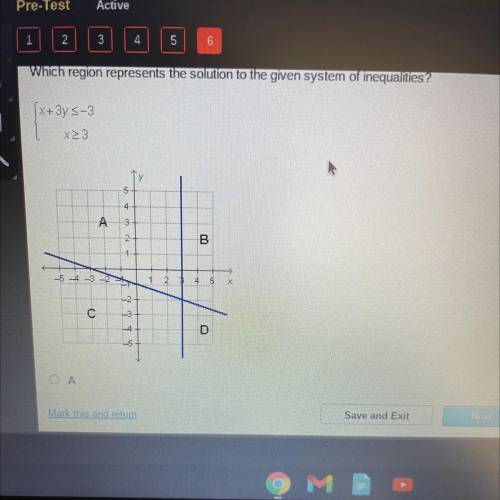 Which region represents the solution to the given system of inequalities?