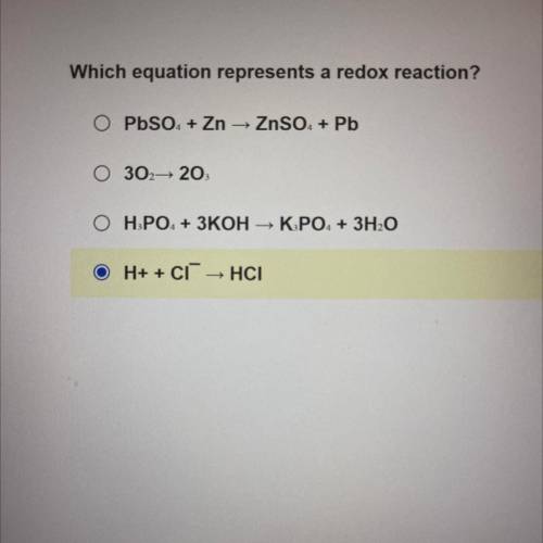 Which equation represents a redox reaction?