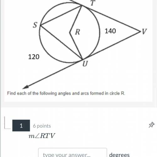 Find each of the following angles and arcs formed in circle R.