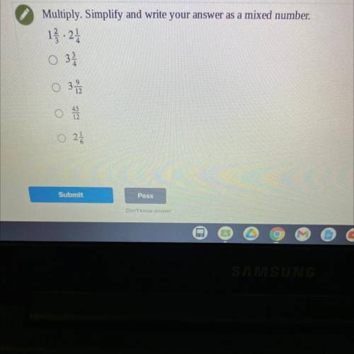 Multiply. Simplify and write your answer as a mixed number.