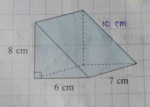 Can someone help me calculate the ✨surface area✨ for this prism ?

I'm not even sure if I understa
