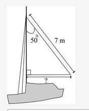 The sail of a boat is in the shape of a right triangle. Which expression shows the length, in meter