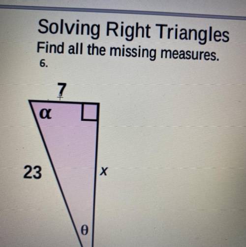 Solving Right Triangles
Find all the missing measures.
HELP A HOMIE OUT