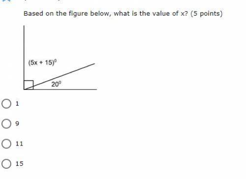 Based on the figure below, what is the value of x?
BRAINLIEST
PLEASE HELP
SHOW WORK