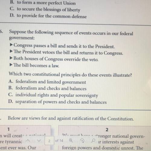 6. Suppose the following sequence of events occurs in our federal

government:
Congress passes a b