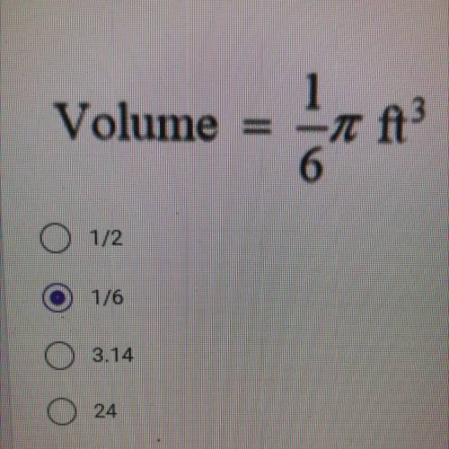 Volume of a sphere with 1/6 i really need help and fast