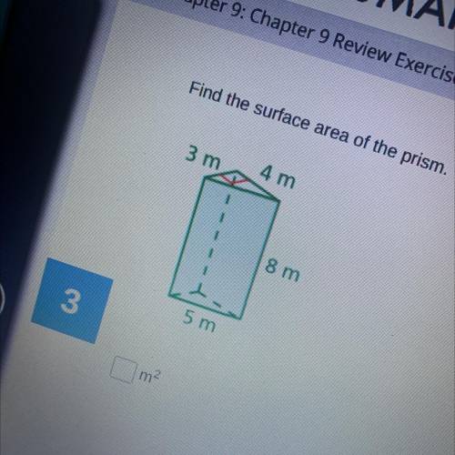 Find the surface area of the prism 3m 4m 8m 5m