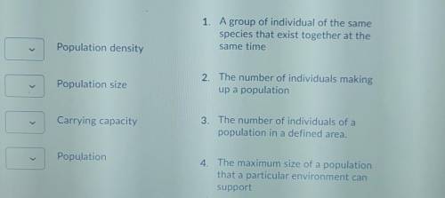 1. A group of individual of the same species that exist together at the same time Population densit