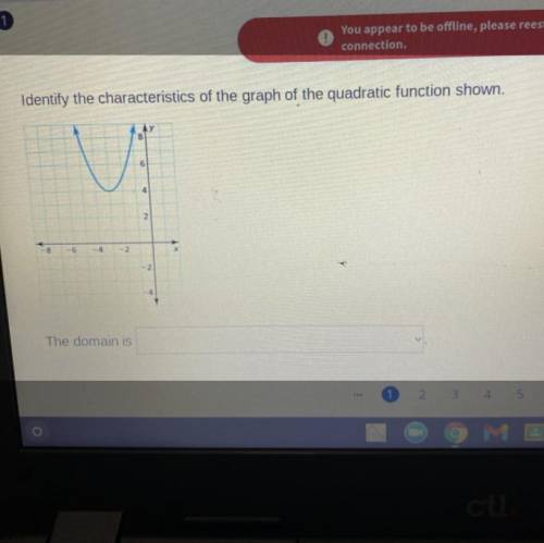 Identify the characteristics of the graph of the quadratic function shown
