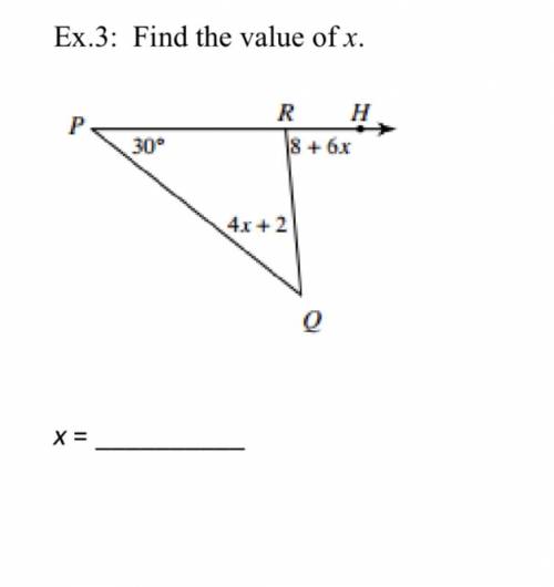 I cant find the value of x

Im not sure how to find the value of x in the attached triangle, could