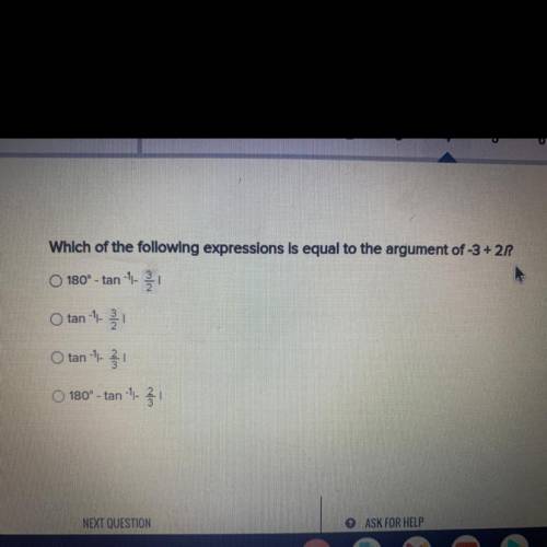 Which of the following expressions is equal to the argument of -3+2I?