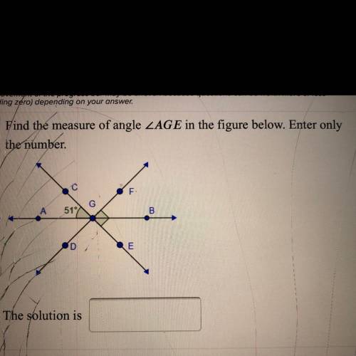 Find the measure of angle AGE in the figure below. Enter only
the number.