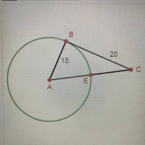 Segment BC is Tangent to Circle A at Point B.
What is the length of Segment EC?