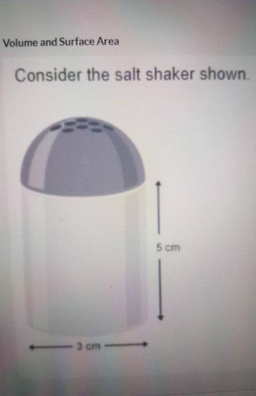 What is the surface area of the salt shaker, including the bottom? Round your answer to the nearest