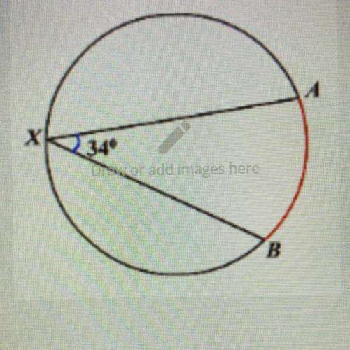 Angle X is an inscribed angle in the given circle.

Determine the measure of AB . Explain the
rela