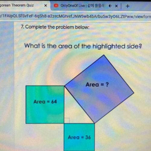 What so the area of the highlighted side? 
A. I don’t know
B. 90
C. 10
D. 100