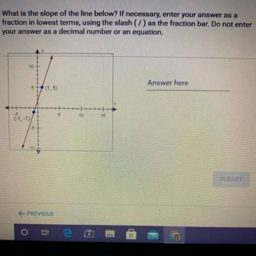 What is the slope of the line below? If necessary, enter your answer as a

fraction in lowest term