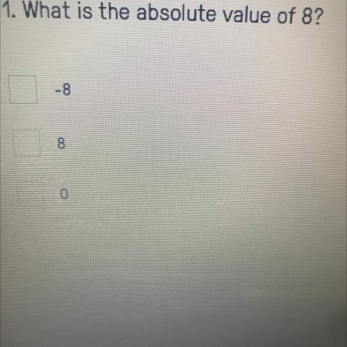 1. What is the absolute value of 8?