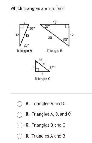 BRAINLIEST IF CORRECT!! which triangles are similar?