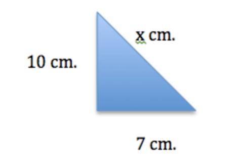 Find the missing side of right triangle. Round to the nearest tenth.
a. 12 b. 12.2 c. 12.7 d. 13