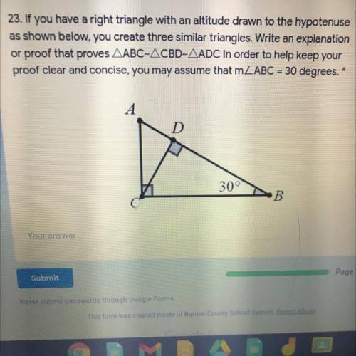 23. If you have a right triangle with an altitude drawn to the hypotenuse

as shown below, you cre