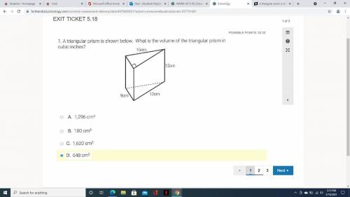 What is the volume of the triangular prism in cubic inches?