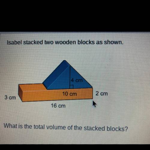 Isabel stacked two wooden blocks as shown. What is the total volume of the stacked blocks?

A. 60