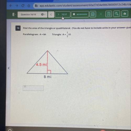 Find the area of the triangle or quadrilateral. (You do not have to include units in your answer.ju