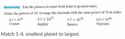 List the planets in order from least to greatest

Only give me an answer if you know the answer pl