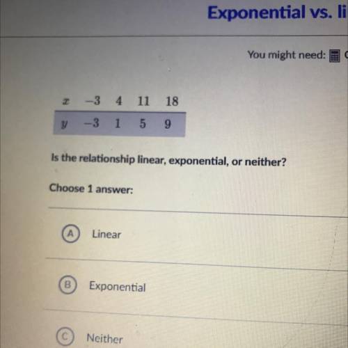 HELP help! 
is the relationship linear, exponential or neither