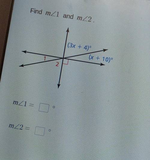 Find m1 and m2 m2 (×10+10)° m1 (3×+4)°​