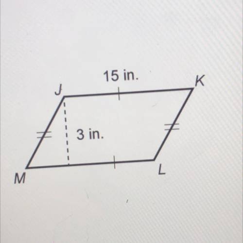 Area of parallelogram? 
60 in2
45 in2
11 in2
22 in2