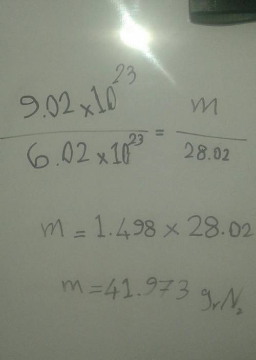 What is the number of grams of N2(g) that contains 9.02 x 10^23 molecules?