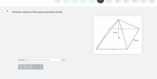 Find the volume of the square pyramid shown (please help)