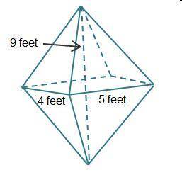 What is the volume of the figure below?

2 stacked rectangular pyramids. The pyramids have a base