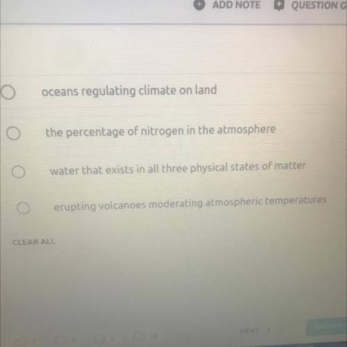 Which of these conditions is most responsible for earth having an environment that supports life?