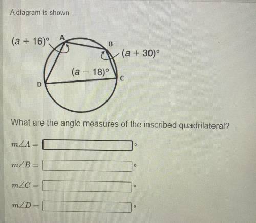 What are the angle measures of the inscribed quadrilateral
