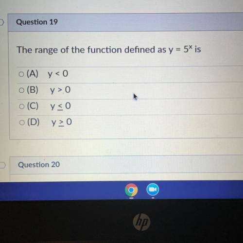 The range of the function defined as y = 5x is