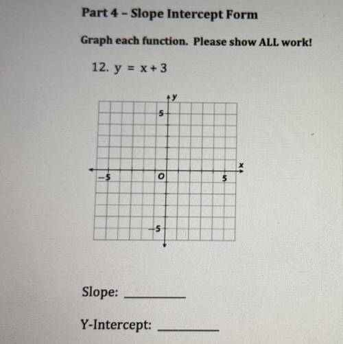 Slope Intercept Form please reply if you can.