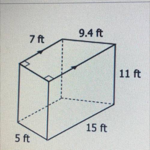 HELP find the surface area and volume of the trapezoidal prism

9.4 ft
7 ft
11 ft
15 ft
5 ft