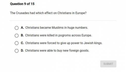 The crusades had what effect on Christians in Europe 
Giving Brainliest.... No BS Anwsers