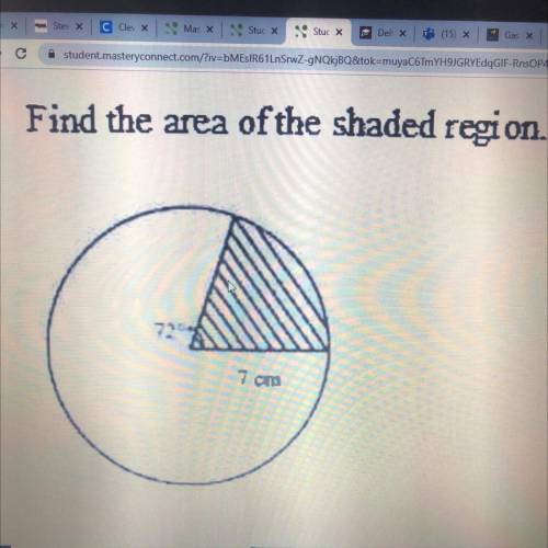1. Find the area of the shaded region.