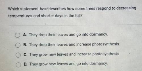 Which statement best describes how some trees respond to decreasing temperatures and shorter days i